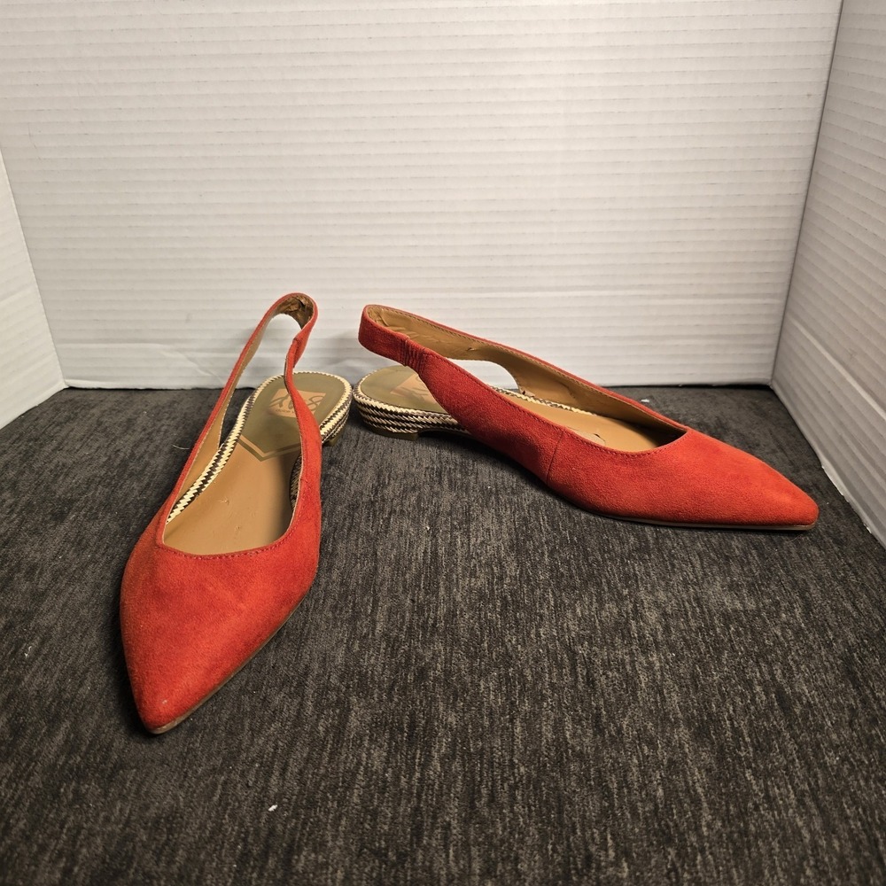DV8 Dolce Vita Womens Red Suede Pointed Toe Slingback Espadrille Flats Size 6.5